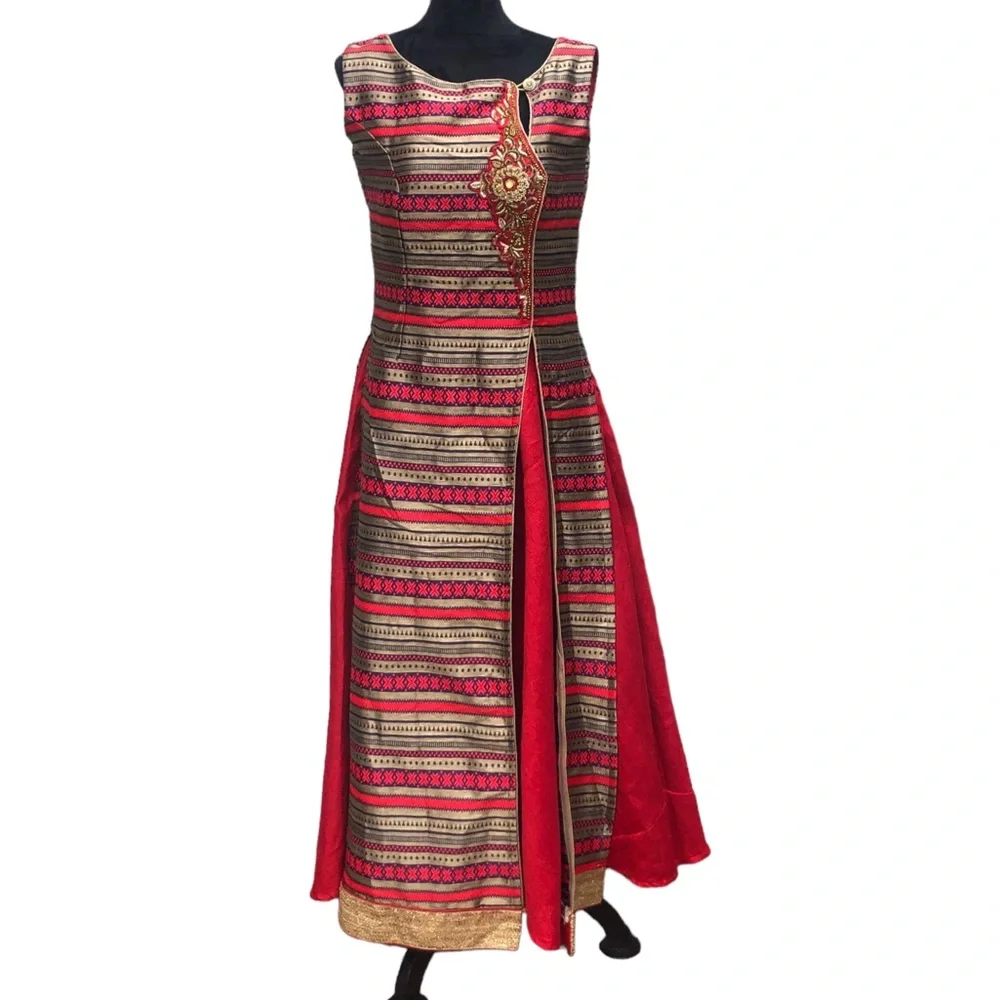 Traditional Red & Gold Dress Made in India size 8 - Picture 6 of 16